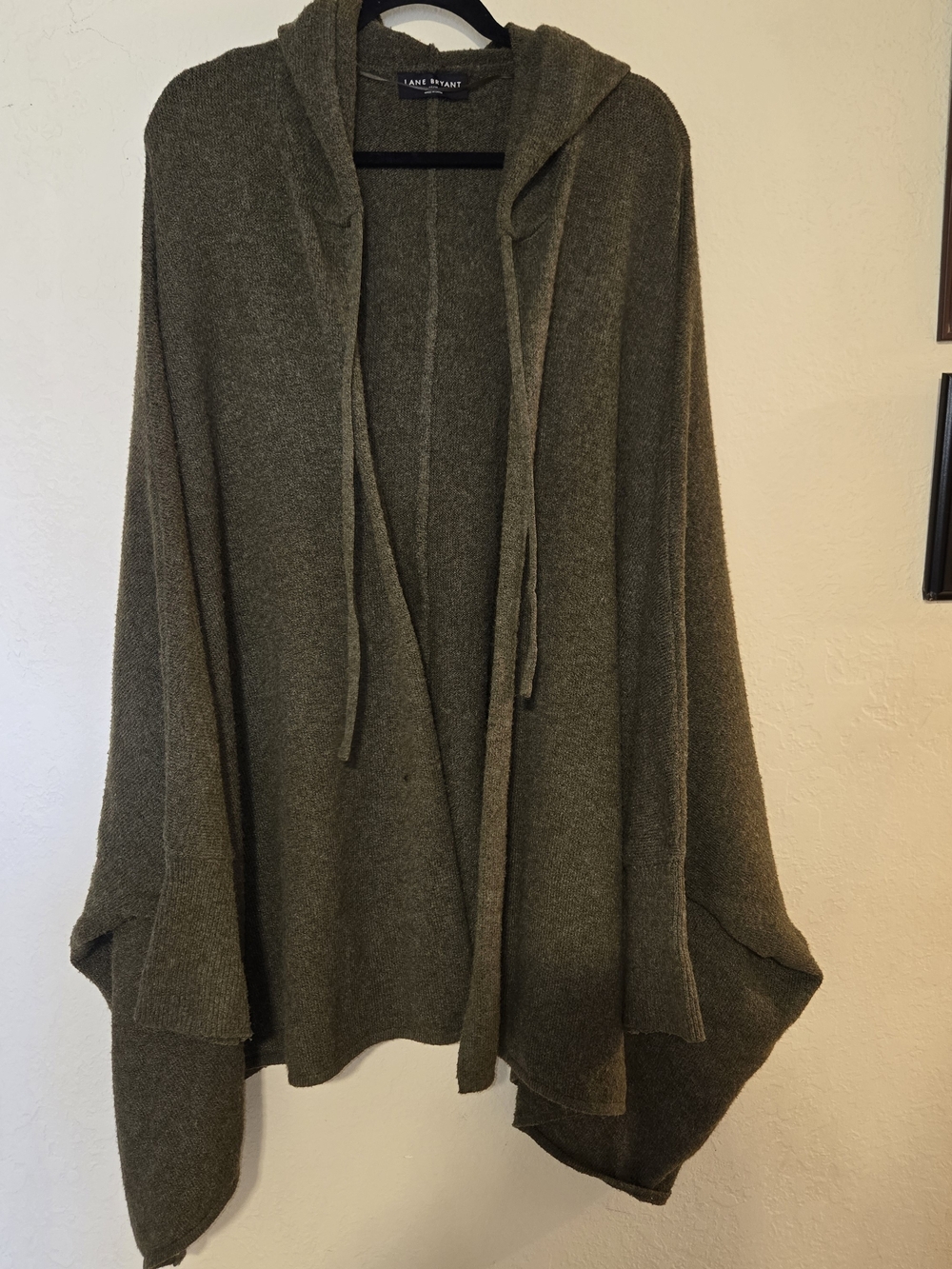 Lane Bryant Olive Green Hooded Open Cardigan Sweater